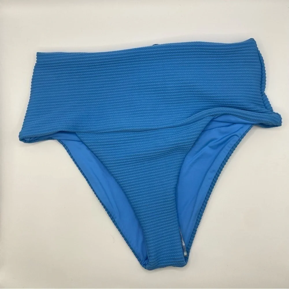 L*Space Eco Chic Repreve Desi Fold Over Bikini Bottom Blue